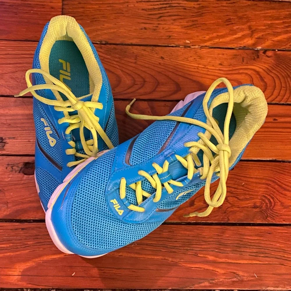 Fila DLS Foam Ancerus 5 Running Shoes Size 10 Blue & Yellow Neon Like New